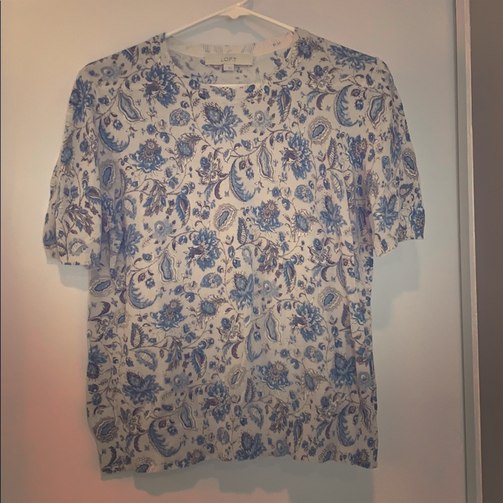 Loft paisley short sleeve sweater